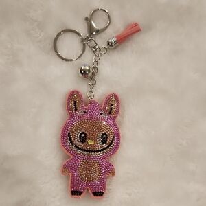 Labubu Sparkling Pink Keychain Bag Charm